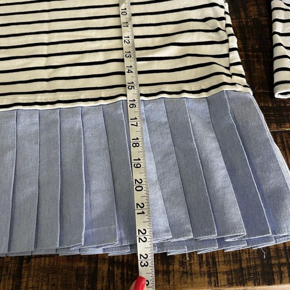 Anthropologie Deletta Boxy Striped Peplum Cream Blue Blouse Large 213 - Picture 6 of 6